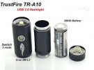 Trustfire A10, ficklampa, powerbank, eftersök, 12V laddning, mini usb, USB, jakt, vapenlampa