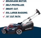 Batteridriven gräsklippare Worth 85V, självdrift, uppsamlare, dubblabatterier, hög effekt, snabbladdare, teleskopiskt handtag, L