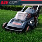 Batteridriven gräsklippare Worth 85V, självdrift, uppsamlare, dubblabatterier, hög effekt, snabbladdare, teleskopiskt handtag, L