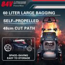 Batteridriven gräsklippare Worth 85V, självdrift, uppsamlare, dubblabatterier, hög effekt, snabbladdare, teleskopiskt handtag, L
