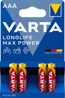 Varta Longlife Max Power AAA 4-pack, batterisortiment, fjärrkontroll, jaktutrustning, Z-aim