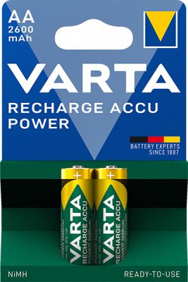 Varta Laddbart Power AA2600 2-pack , batterier, Z-aim