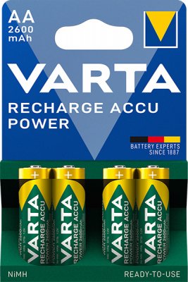 Varta Laddbart Power AA2600 4-pack , laddbara, AA, batterier, Z-aim