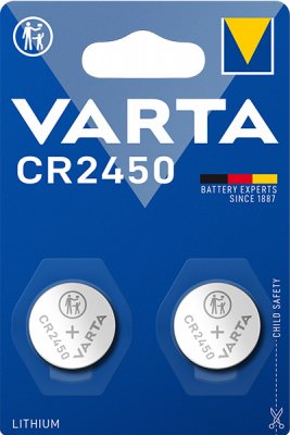 Varta batteri Lithium knappcell CR2450 2-pack, batterisortiment, jaktutrustning, Z-aim