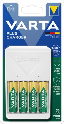Varta Plug Charger Inkl 4st laddbara AA, laddbara, batterier, sortiment, Z-aim