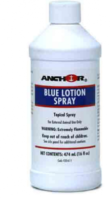 Blue lotion spray