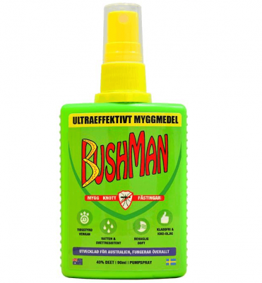 Bushman, myggmedel, bäst i test, effektivt, luktfritt, kladdfritt, långtidsverkande, godkänt