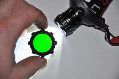 Grönt filter till pannlampa och LED
