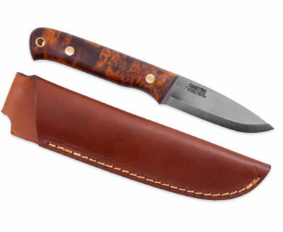 Casström Woodsman Järv kniv i mörk masurbjörk, slida i läder