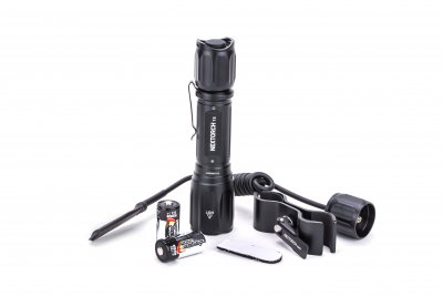 Nextorch Komplett Eftersökspaket T5 med Vit LED 760lm. Inkl. 2x123A batteri, tryckströmbrytare och fäste för vapenmontering